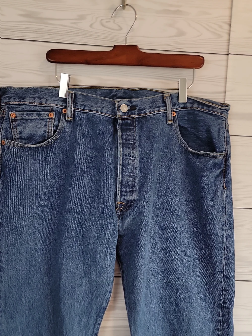 Levi's 501 Button Fly Straight-Leg 100% Cotton Blue Denim Jeans Mens Size 40X32